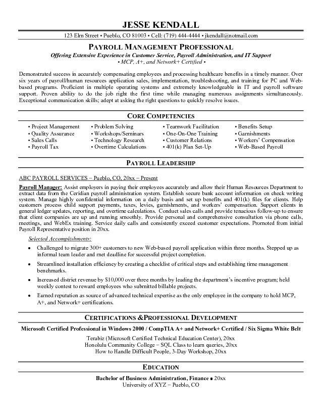 payroll manager resume payroll manager resume