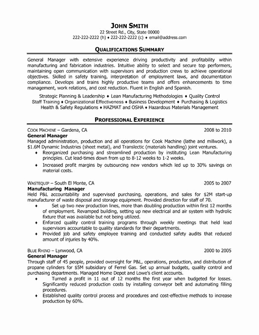 plant manager resume plant manager resume
