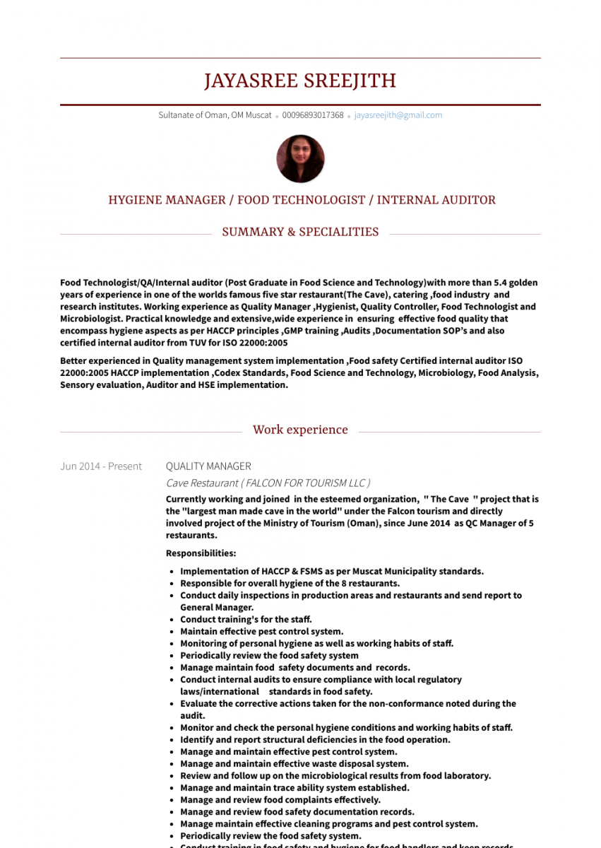 quality manager resume template quality manager resume template