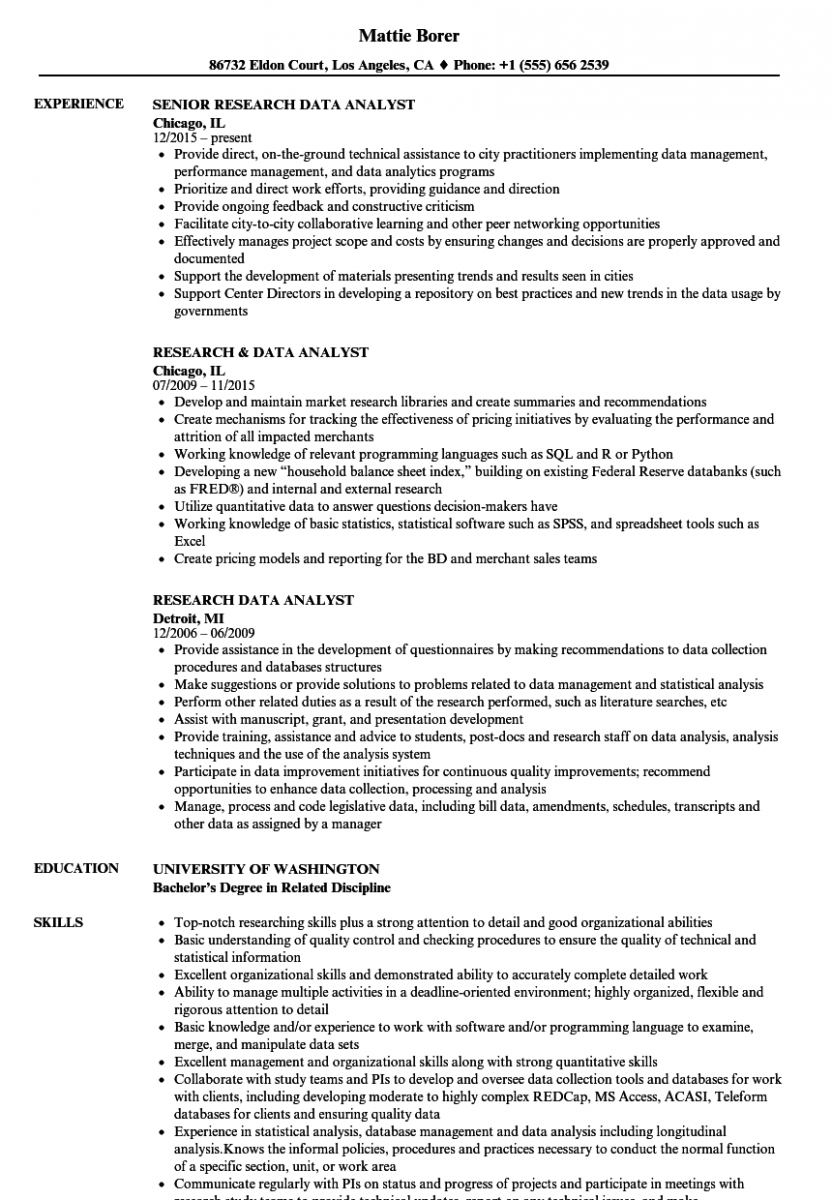 research data analyst resume sample research data analyst resume sample