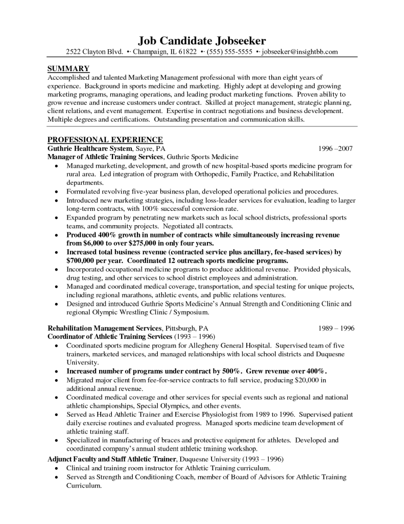 resume for sports management degrees sales management resume for sports management degrees sales management