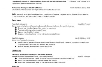sports management resume