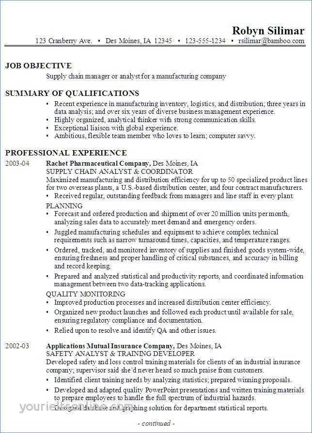 supply chain analyst resume supply chain analyst resume