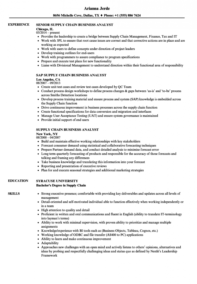 supply chain business analyst resume sample supply chain business analyst resume sample