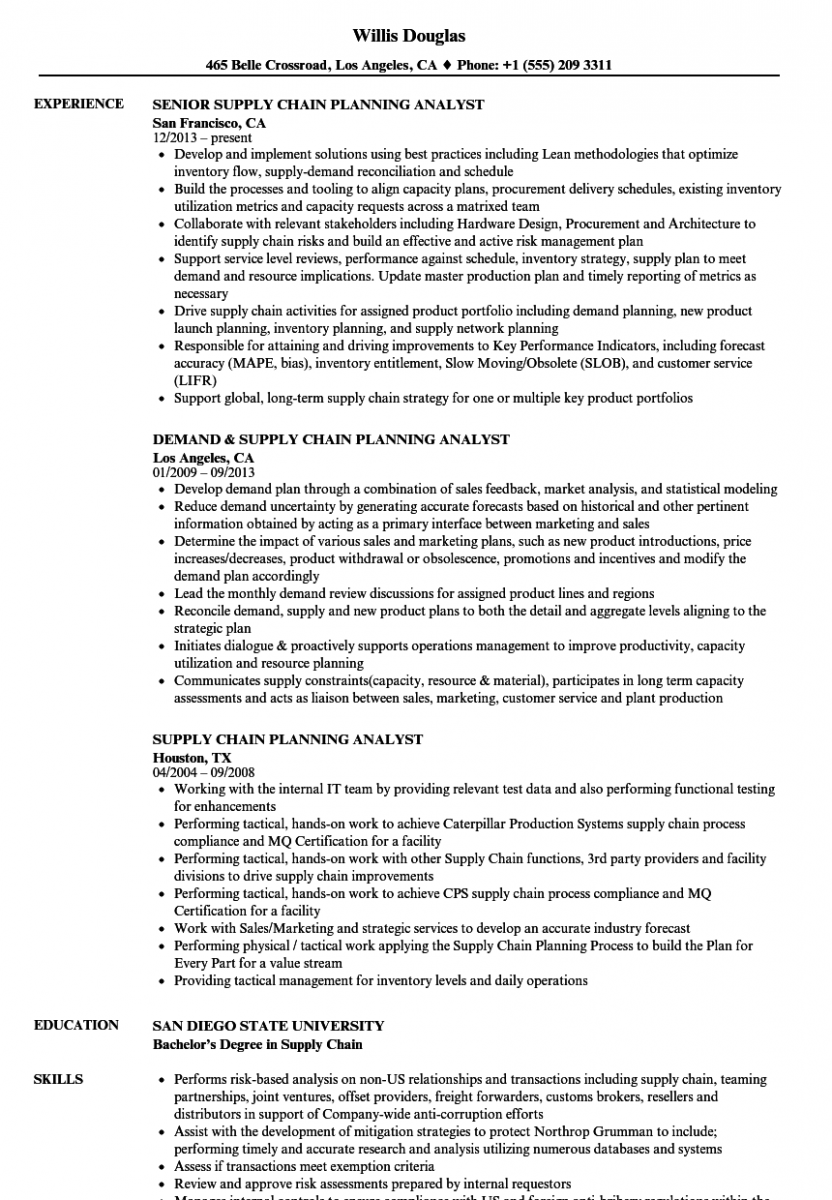 supply chain planning analyst resume sample supply chain planning analyst resume sample