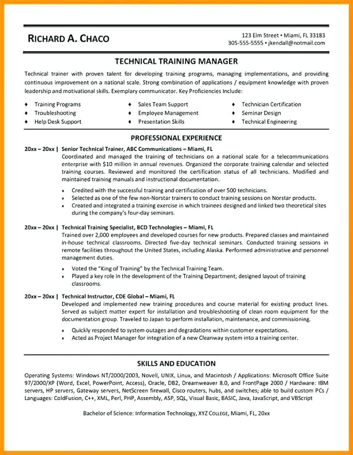 training manager resume format training manager resume format