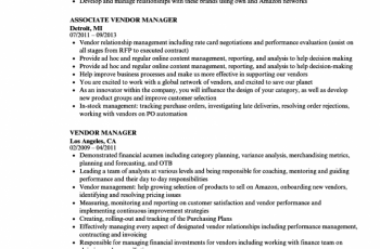 vendor manager resume sample