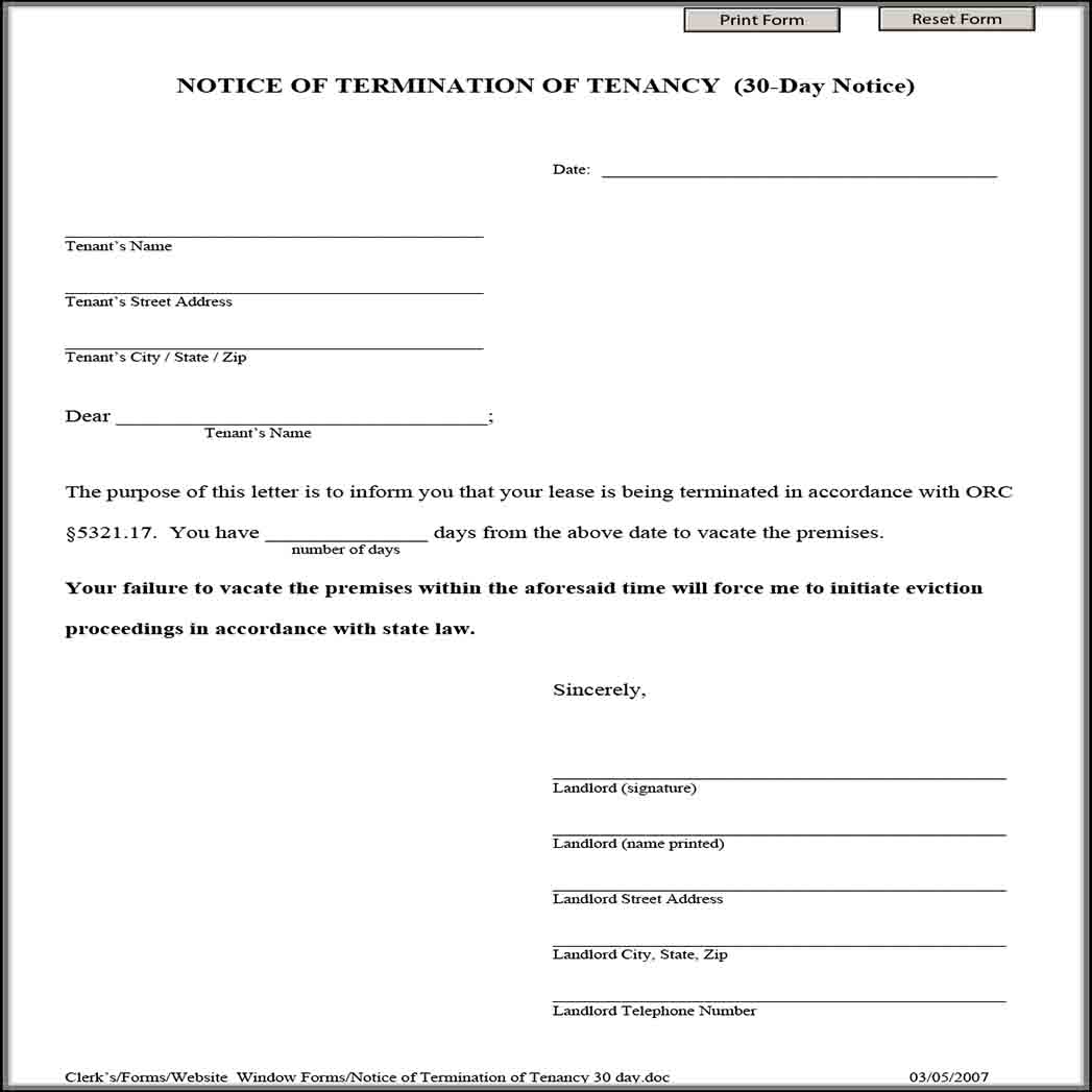 30 Day Lease Termination Letter 1 30 Day Lease Termination Letter 1