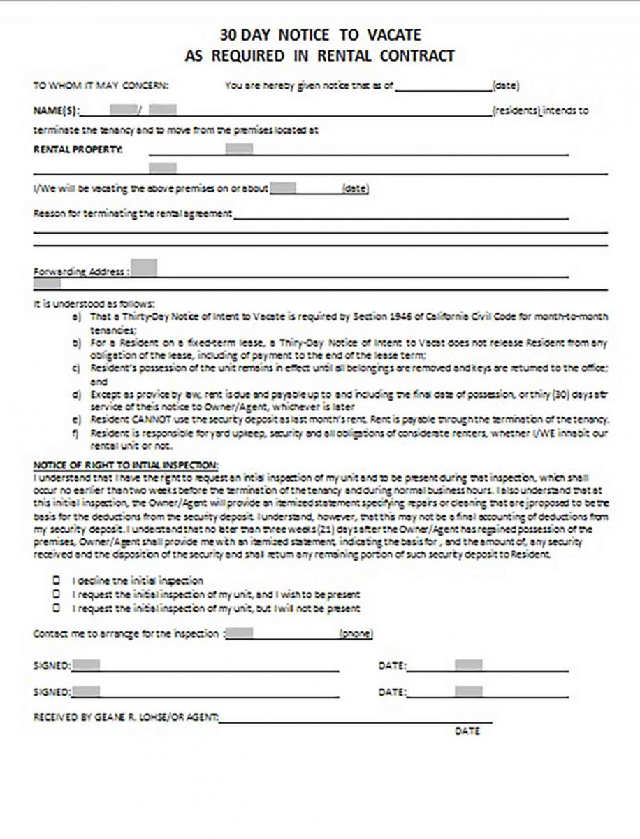 30 Day Notice House Property in Word 30 Day Notice House Property in Word