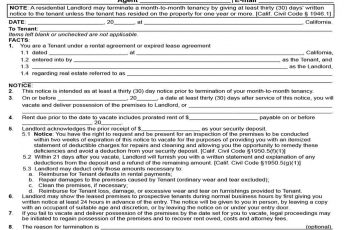 30 Day Vacate Notice by Landlord templates 1