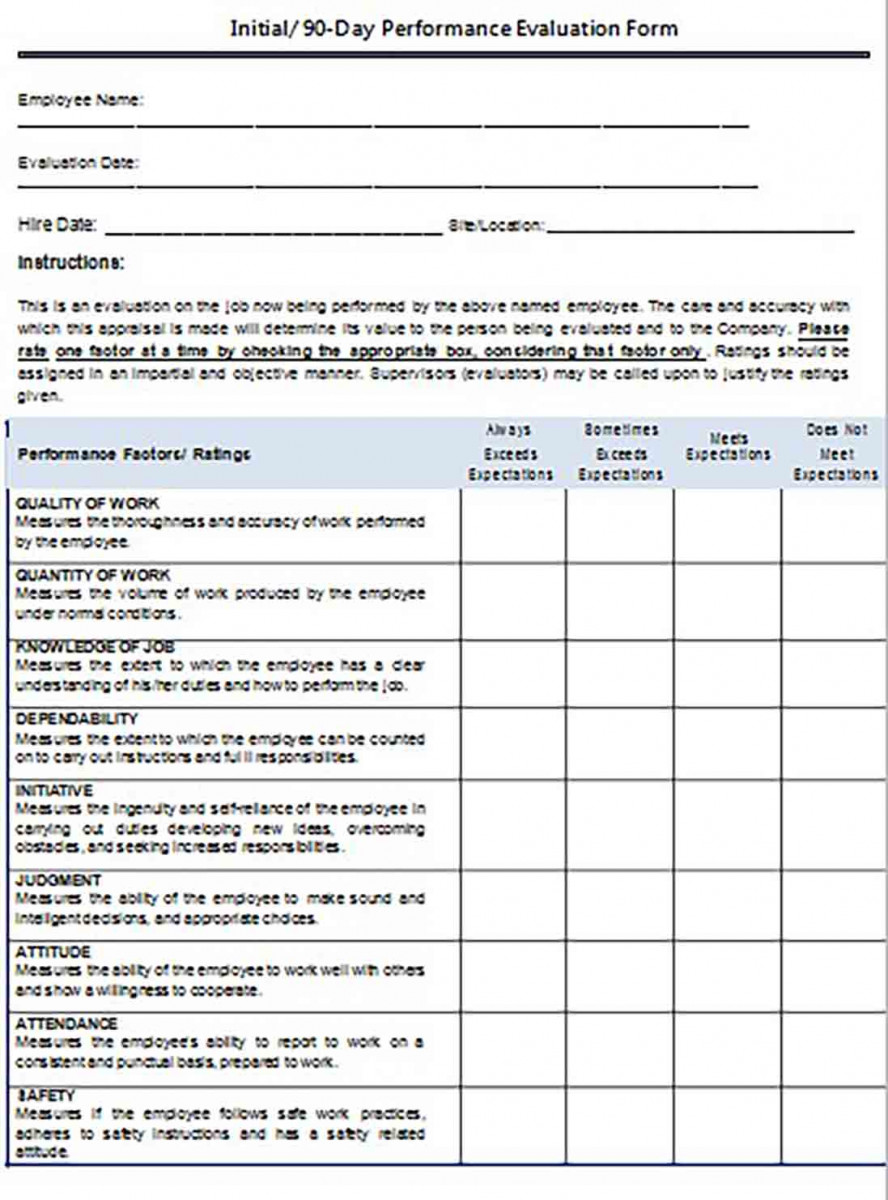 90 Day Employee Review templates 90 Day Employee Review templates
