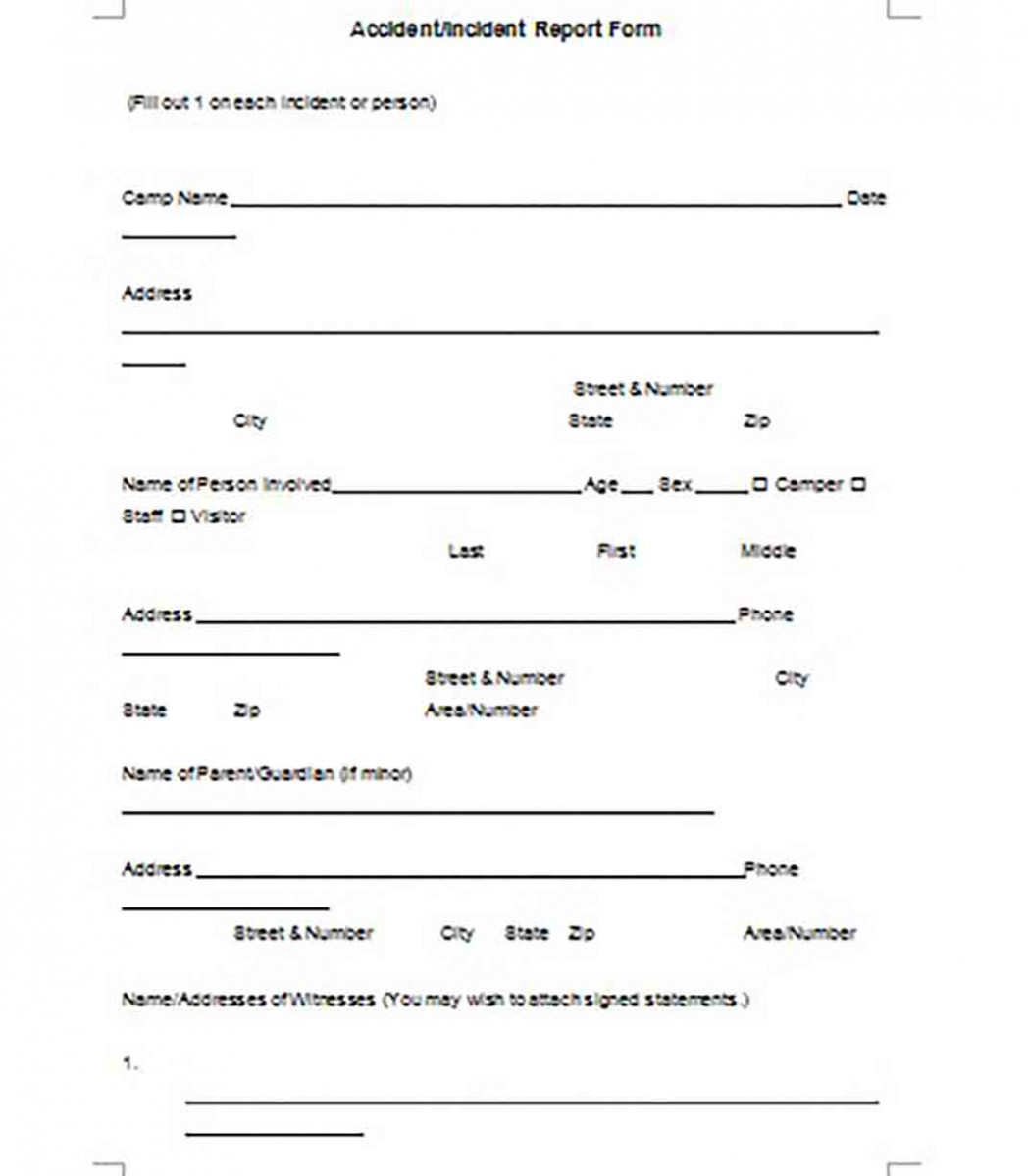 Accident Incident Report Form Accident Incident Report Form
