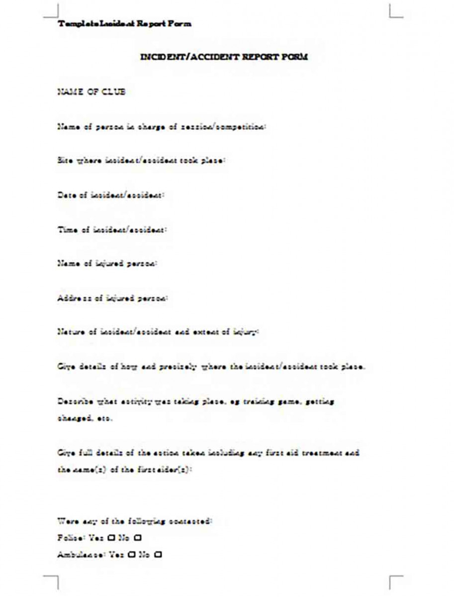 Accident Incident Report templates Accident Incident Report templates