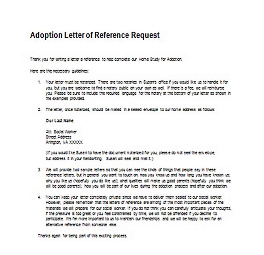 Adoption Letter of Reference Request templates Adoption Letter of Reference Request templates