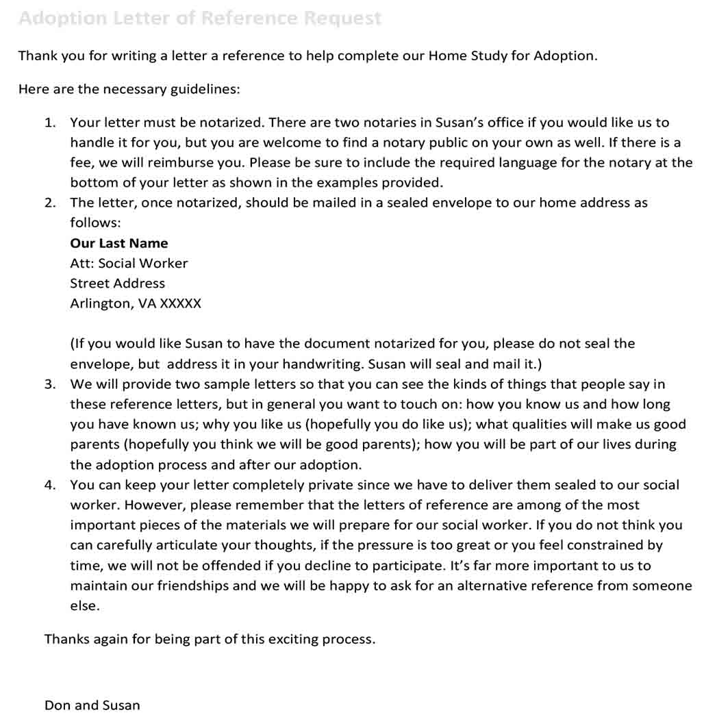 Adoption Letter of Reference Request templates 1 Adoption Letter of Reference Request templates 1