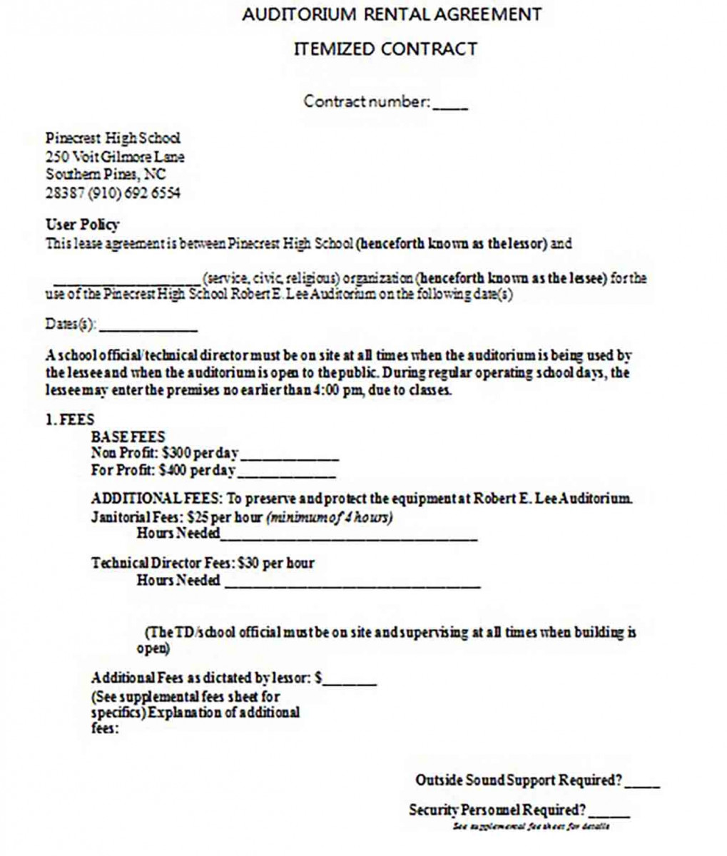 Auditorium Rental Agreement in Format Auditorium Rental Agreement in Format