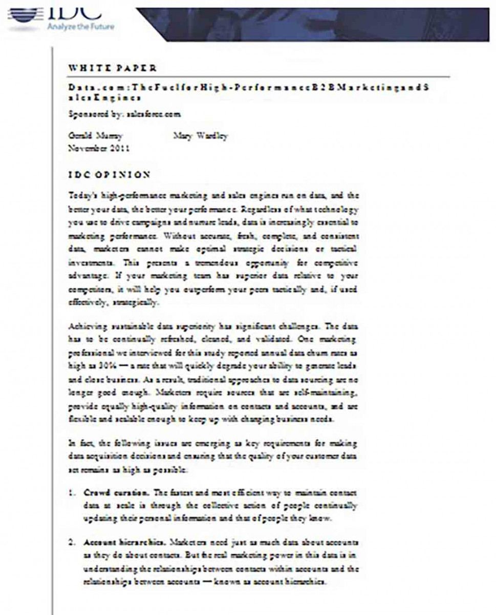 B2B Marketing White Paper B2B Marketing White Paper
