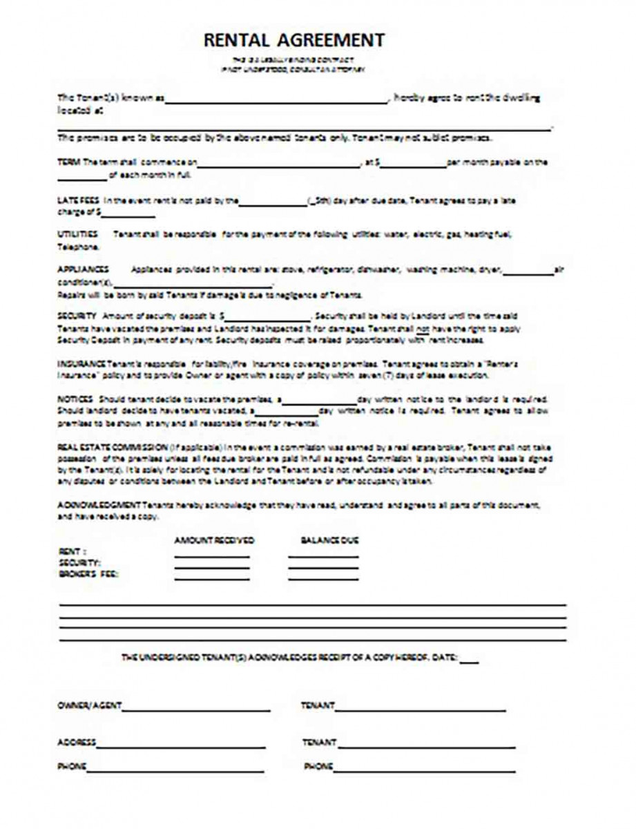 Basic Rental Agreement Basic Rental Agreement