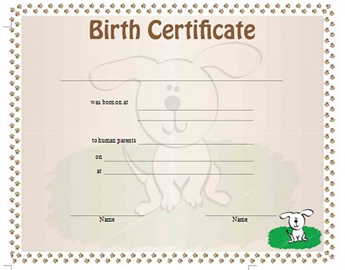 Birth Certificate for Puppies Format Birth Certificate for Puppies Format
