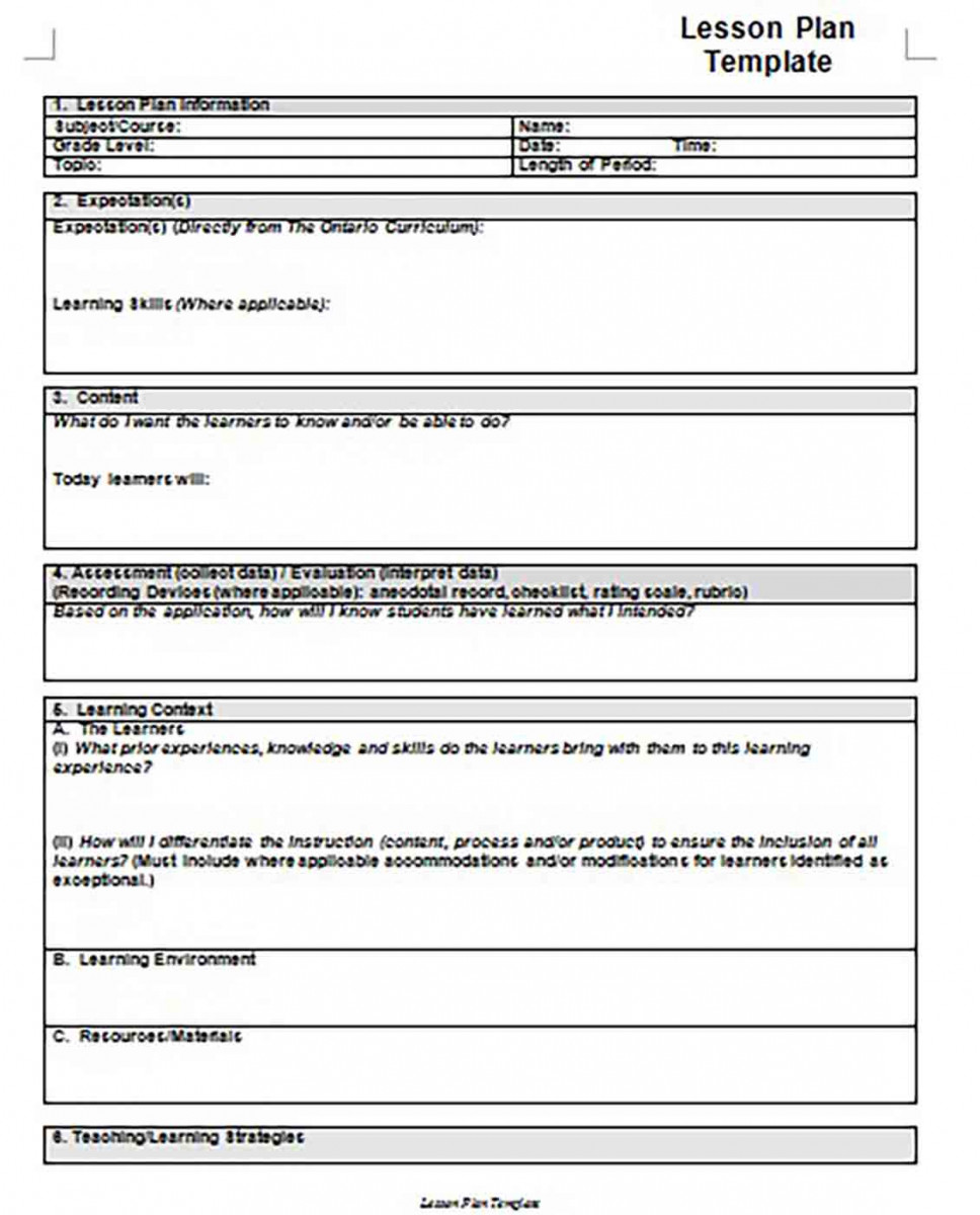 Blank Lesson Plan templates Word Blank Lesson Plan templates Word