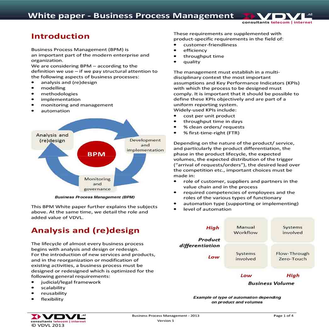 Business Process Management White Paper 1 Business Process Management White Paper 1