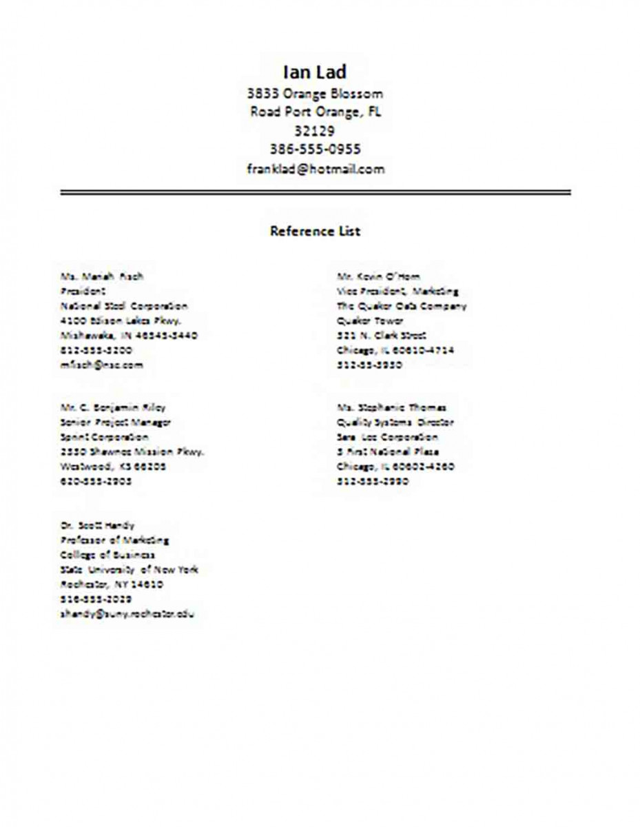 Business Reference List templates Business Reference List templates