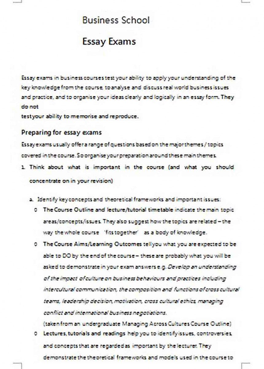 Business School Essay Exam Outline Business School Essay Exam Outline