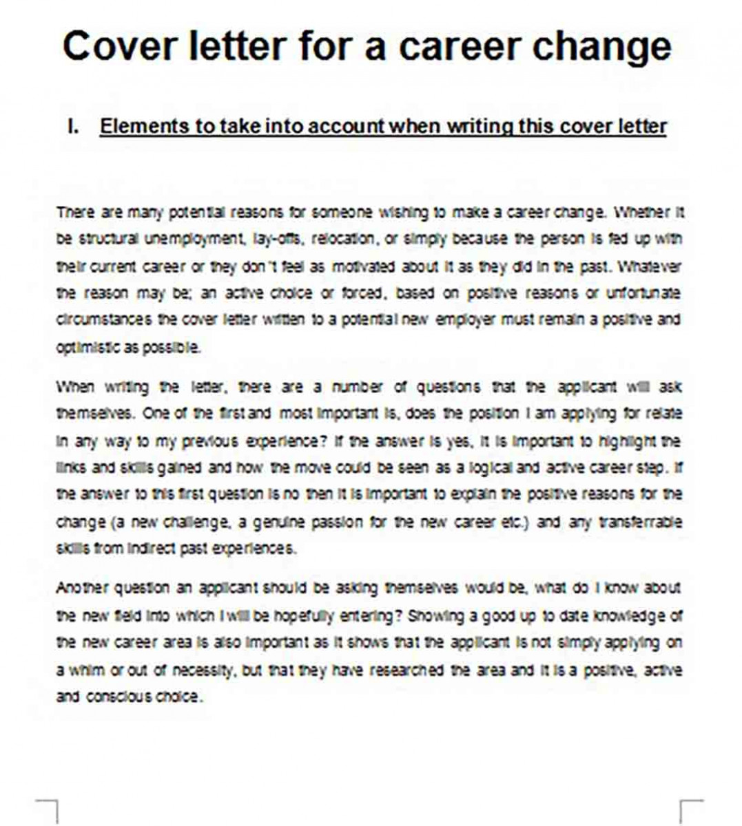 Career Change Cover Letter Career Change Cover Letter