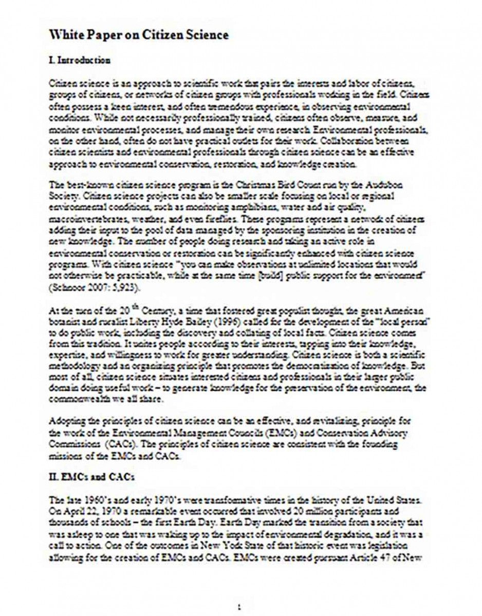 Citizen Science White Paper Citizen Science White Paper