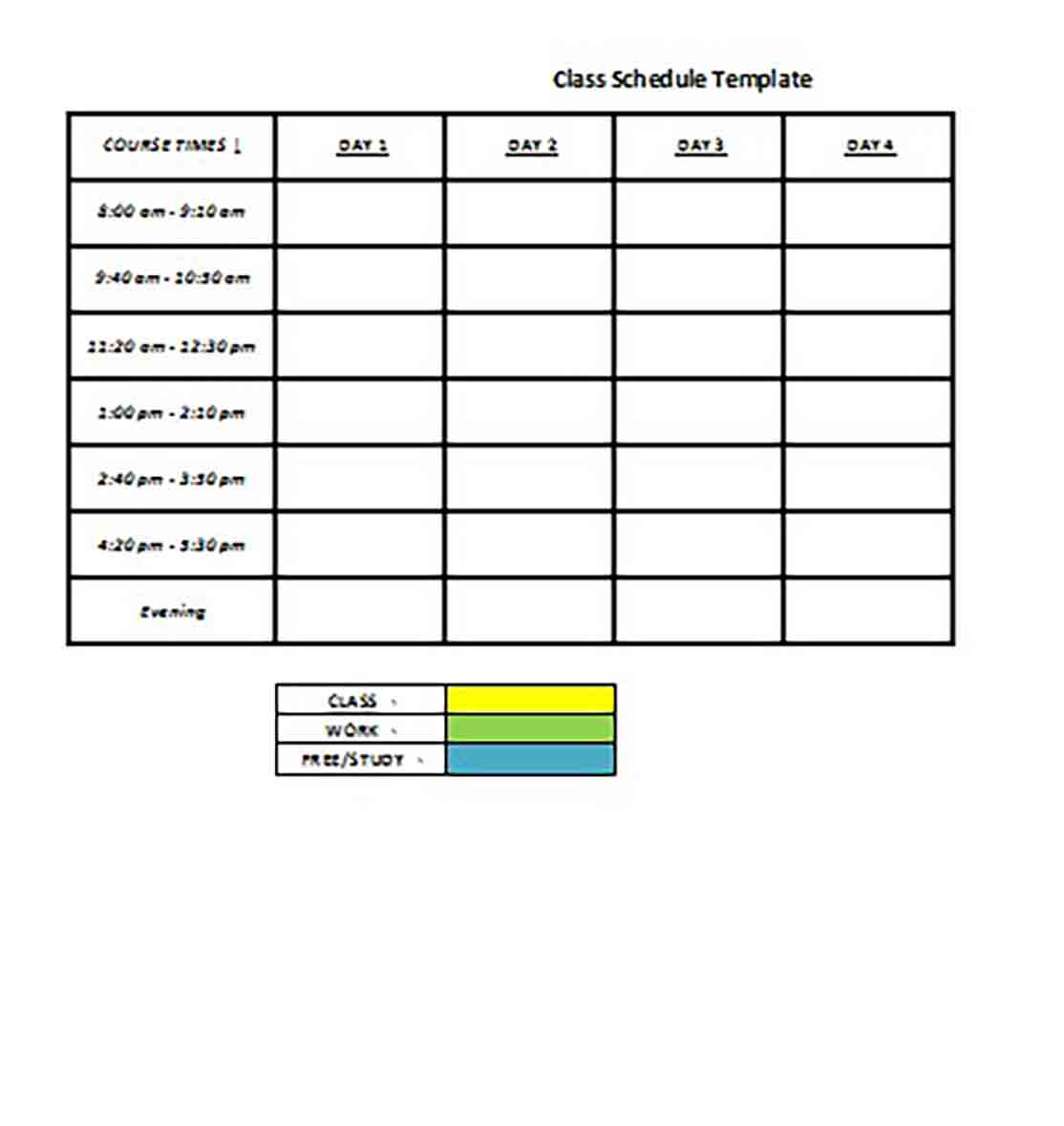 Class Schedule templates Excel Format Class Schedule templates Excel Format