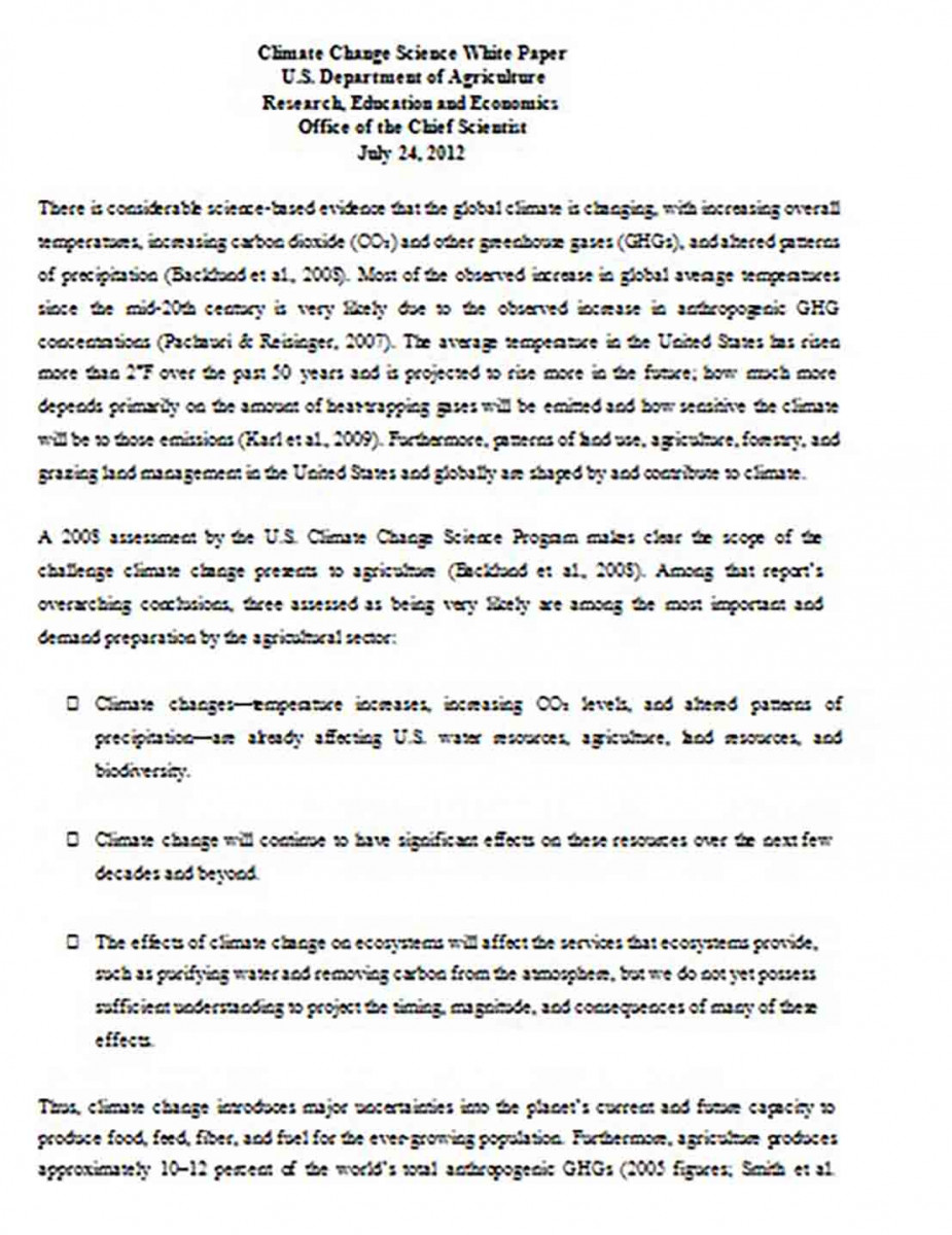 Climate Science White Paper Climate Science White Paper