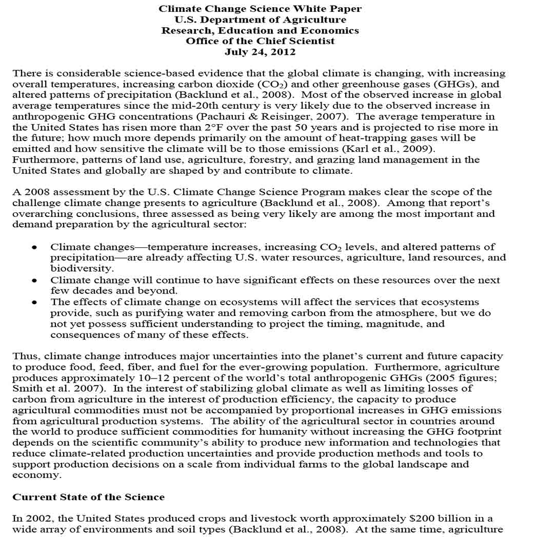Climate Science White Paper 1 Climate Science White Paper 1