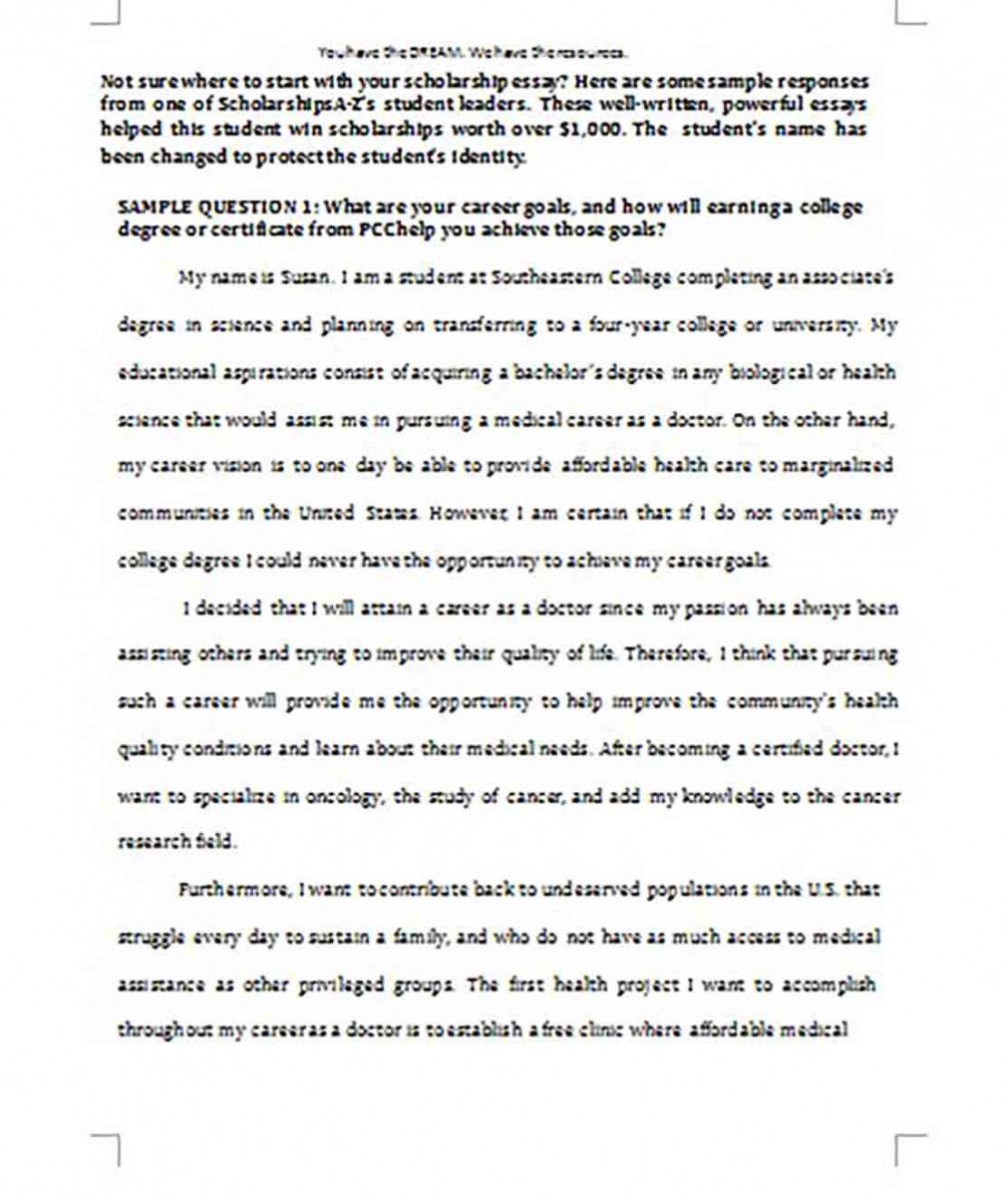 College Scholarship Essay Example College Scholarship Essay Example