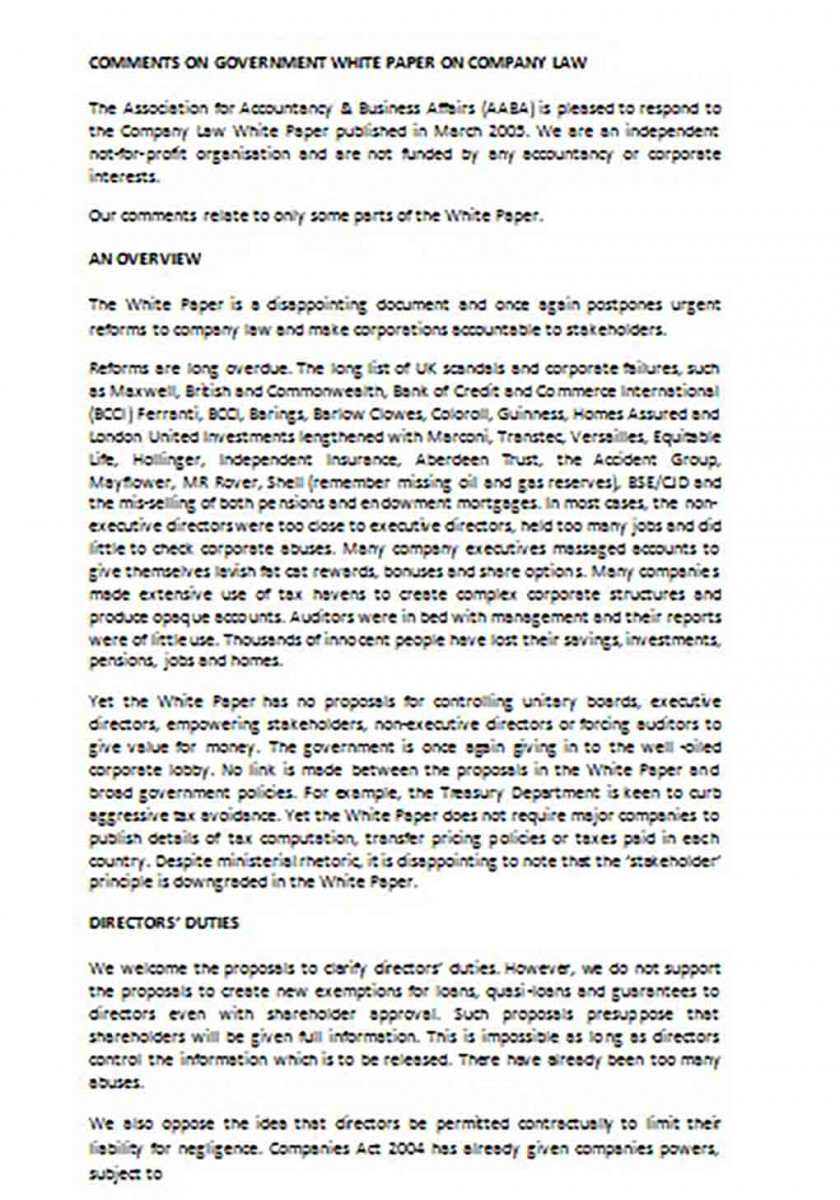 Company Law White Paper Company Law White Paper
