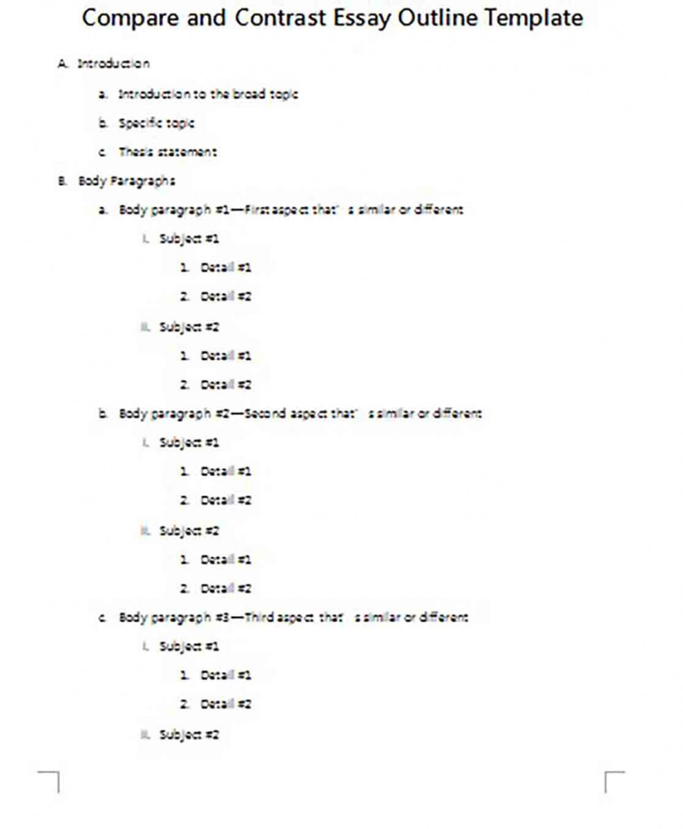 Compare and Contrast Essay Outline Examples Compare and Contrast Essay Outline Examples