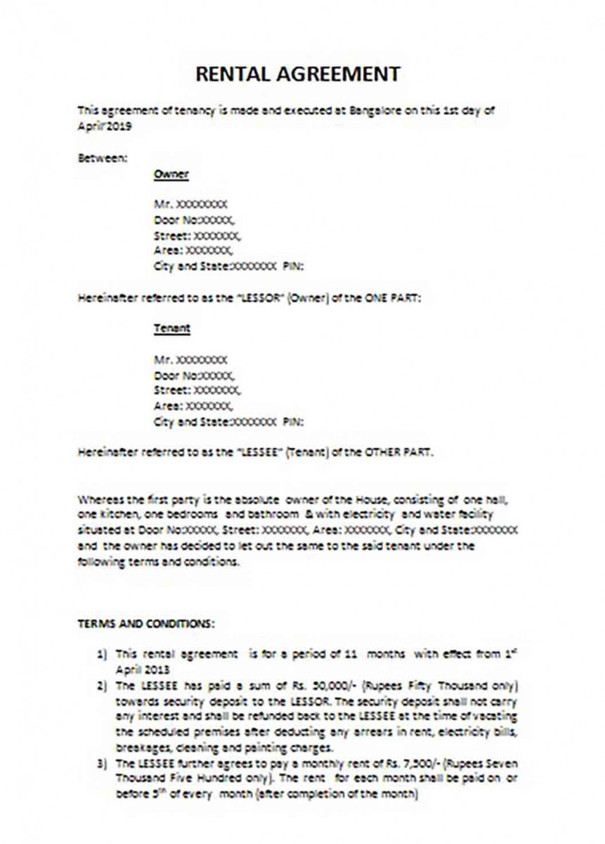 Construction House Basic Rental Agreement 1 Construction House Basic Rental Agreement 1