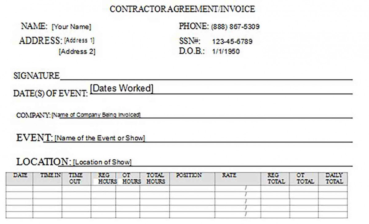 Contractor Agreement Invoice 1 Contractor Agreement Invoice 1