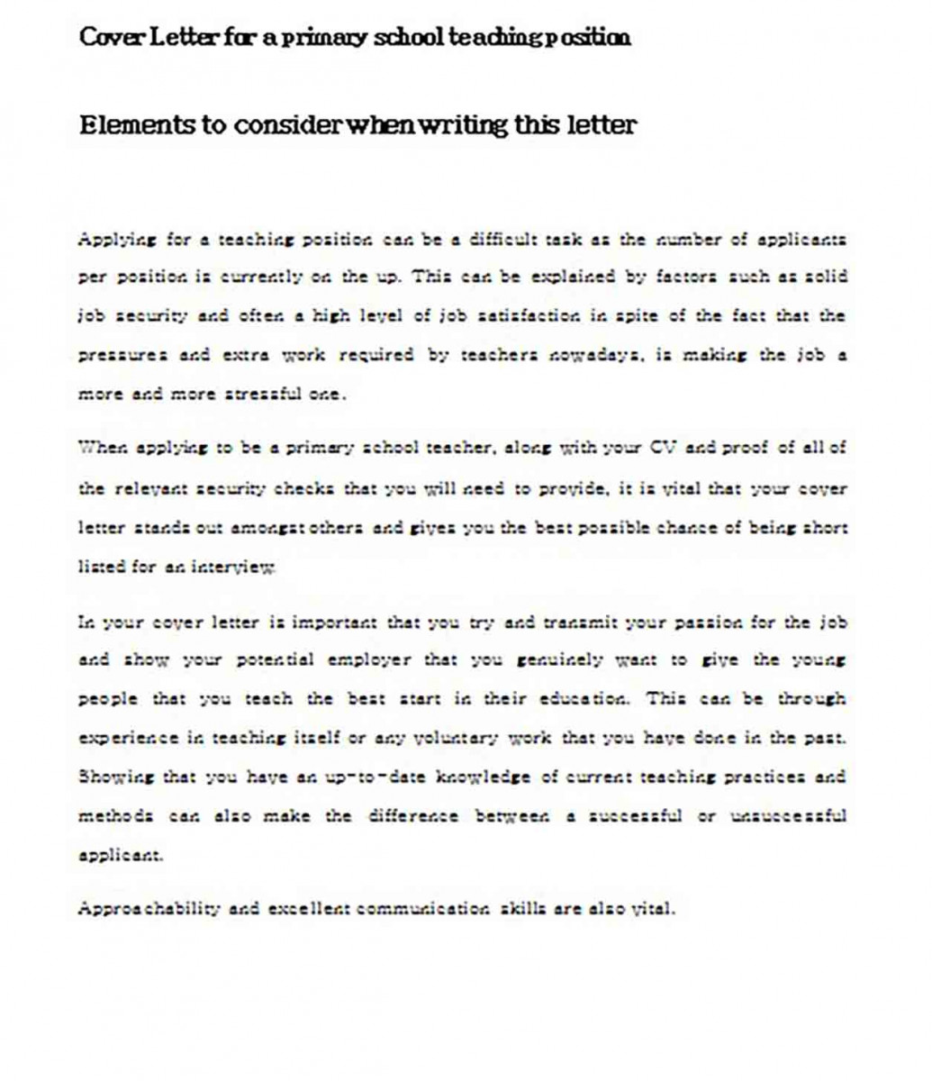 Cover Letter for a Primary School Teaching Position Cover Letter for a Primary School Teaching Position