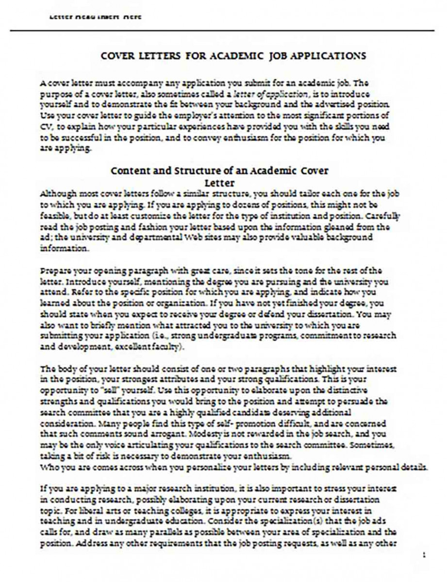 Cover Letters for Generic Academic Job Application Cover Letters for Generic Academic Job Application