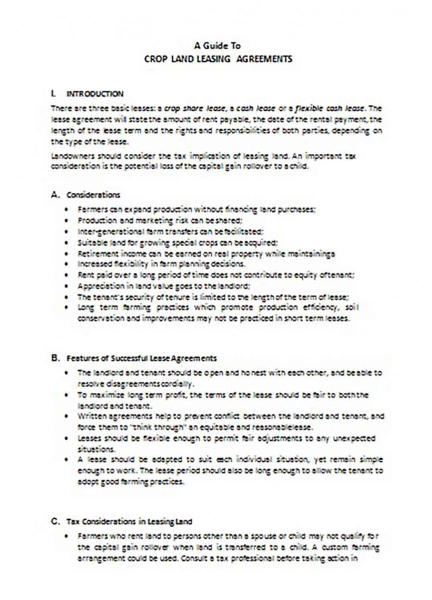 Crop Land Basic Rental Agreement 1 Crop Land Basic Rental Agreement 1