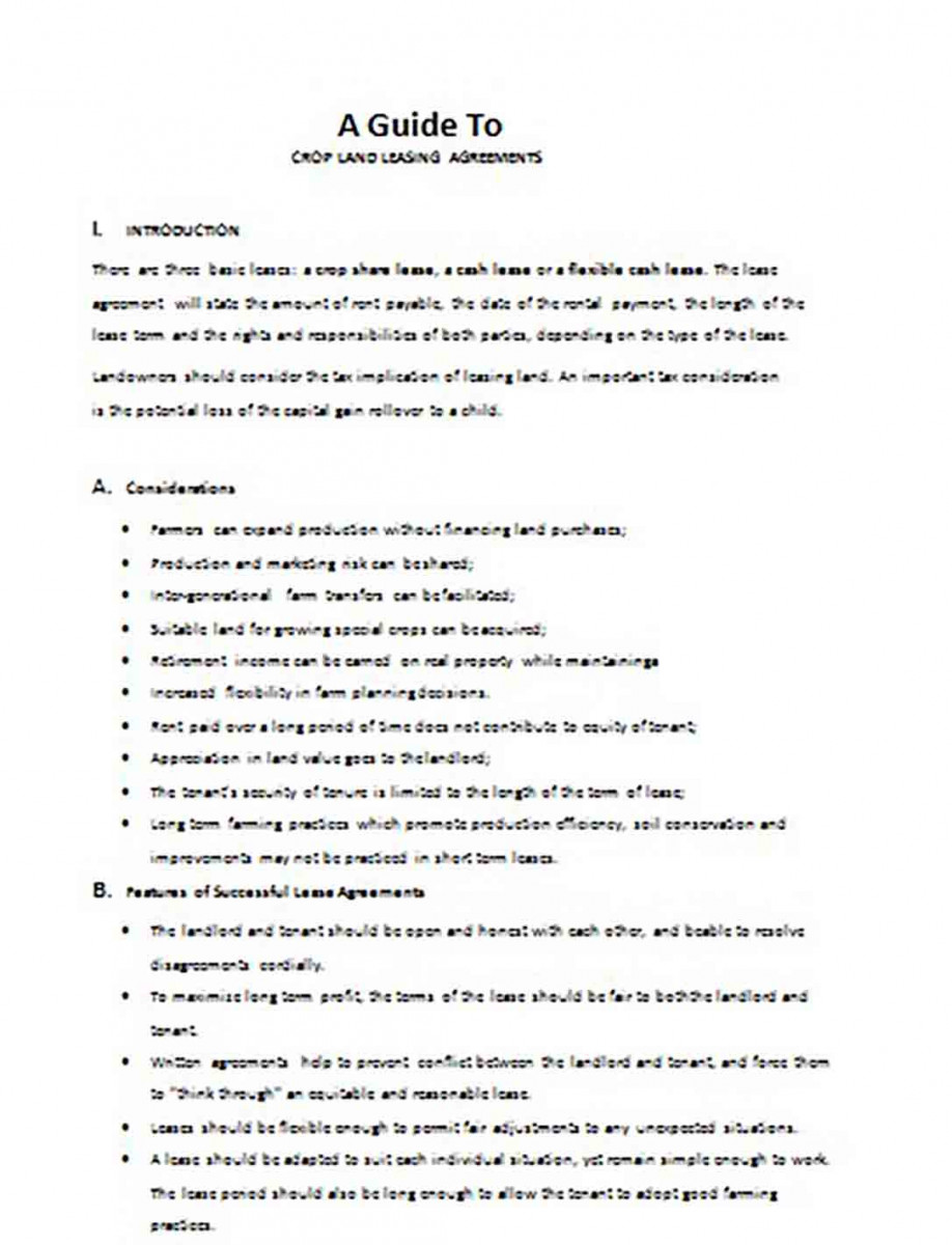 Crop Land Basic Rental Agreement Crop Land Basic Rental Agreement