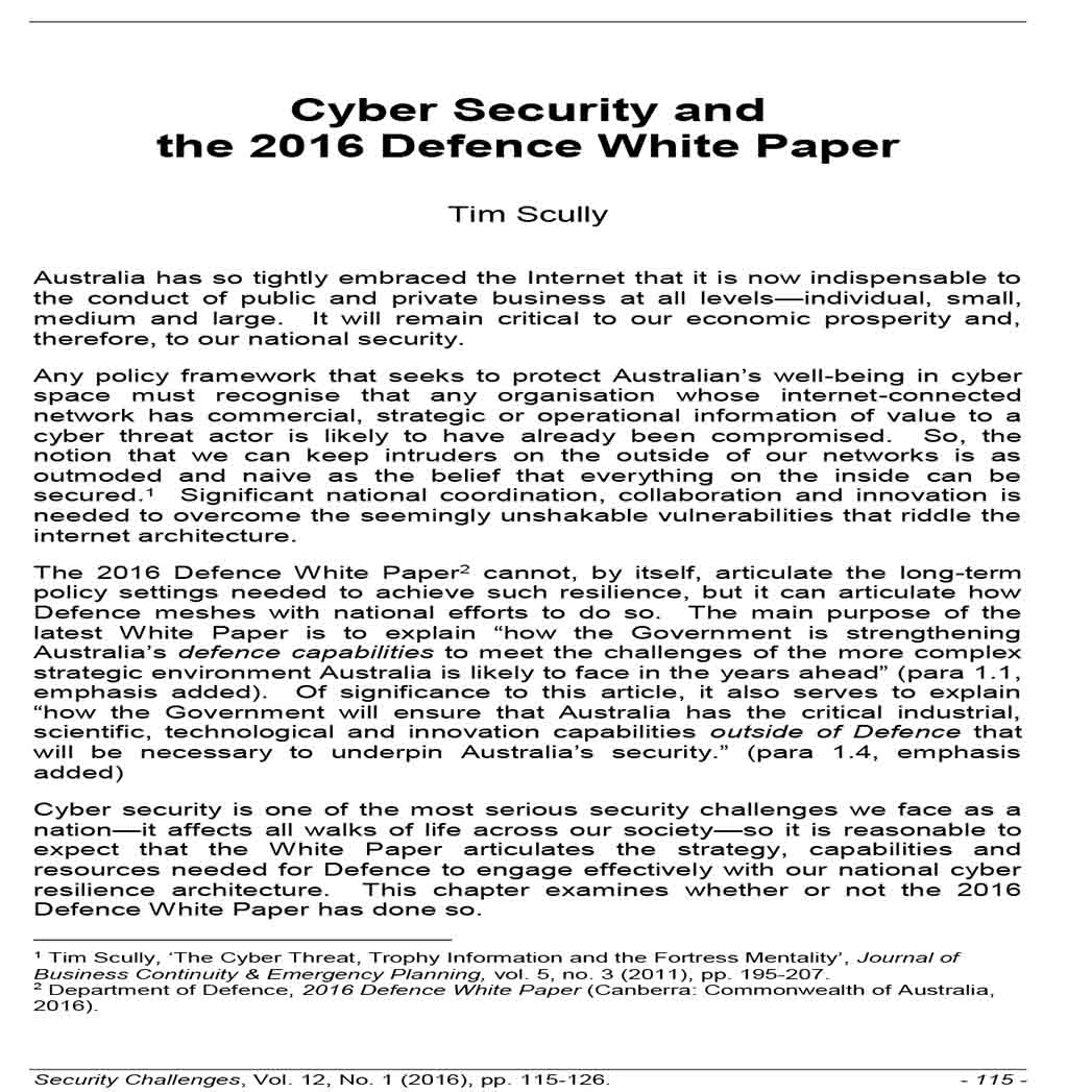 Cyber Security White Paper 1 Cyber Security White Paper 1