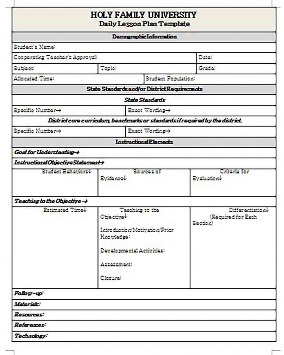 Daily Lesson Plan templates Word Daily Lesson Plan templates Word
