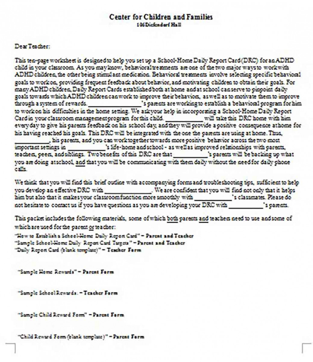 Daily Report Card templates Daily Report Card templates