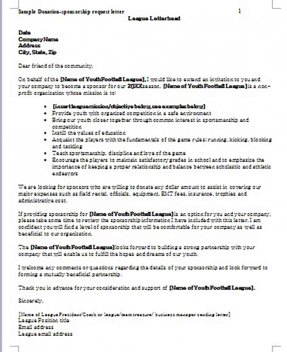 Donation Letter for Baseball Team MS Word Donation Letter for Baseball Team MS Word