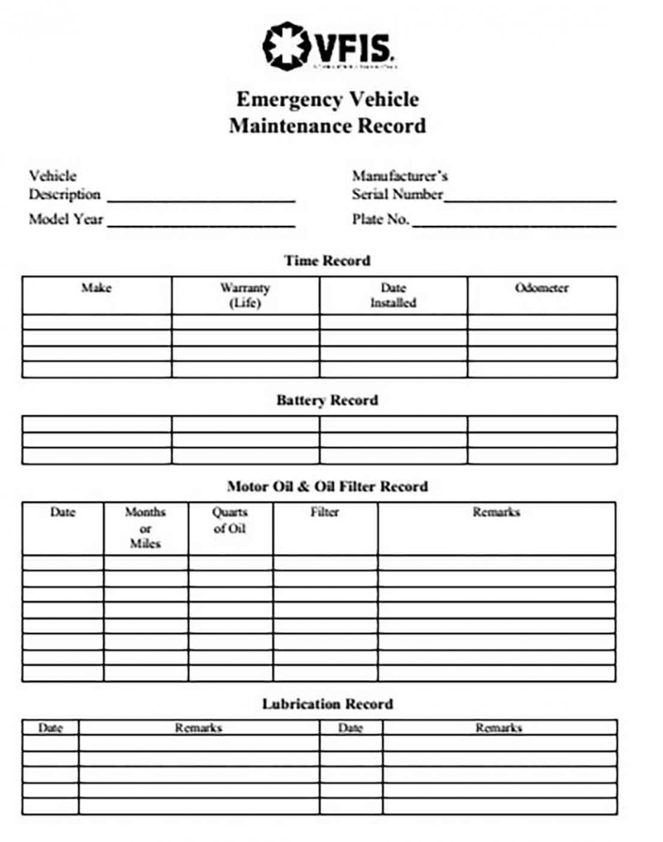 Emergency Vehicle Maintenance Log templates Emergency Vehicle Maintenance Log templates
