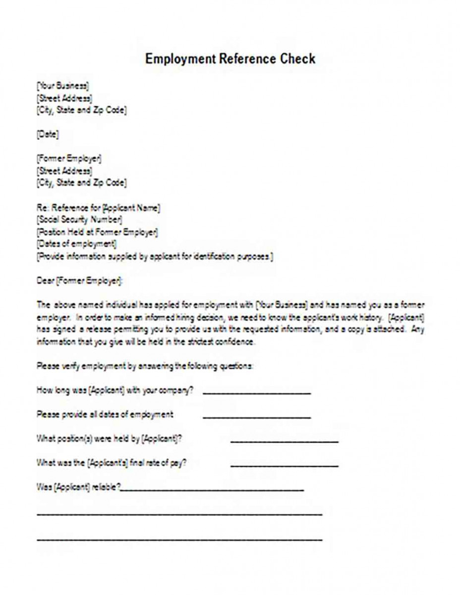 Employer Reference Check Letter templates Sample Employer Reference Check Letter templates Sample