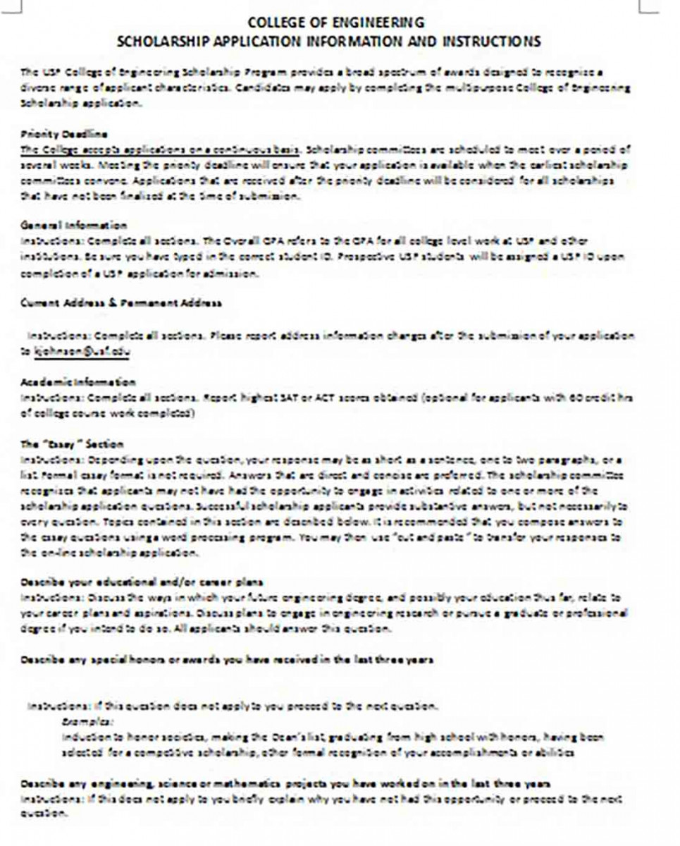 Engineering Scholarship Example Engineering Scholarship Example