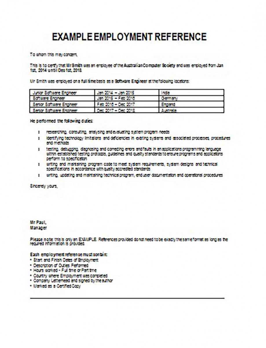 Example Employment Reference templates Example Employment Reference templates