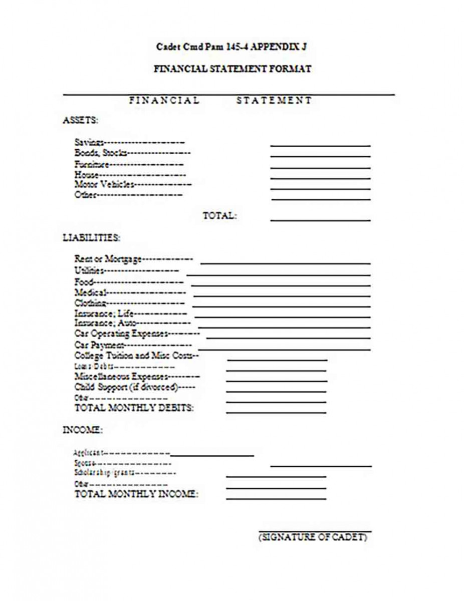 Financial Statement Format Financial Statement Format